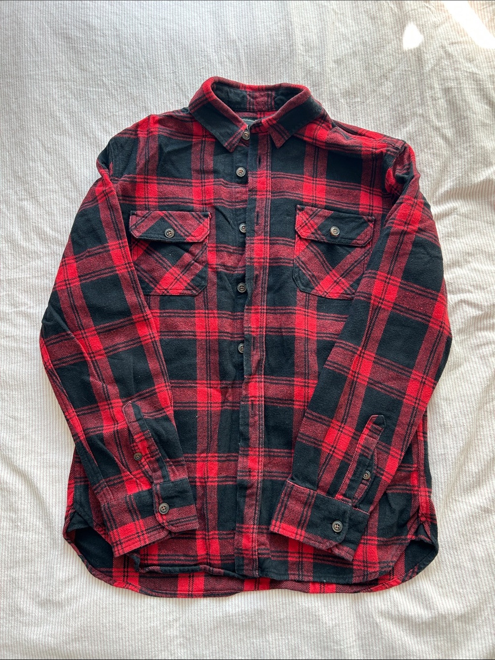 Jachs Red & Black Plaid Button-Down Flannel Shirt